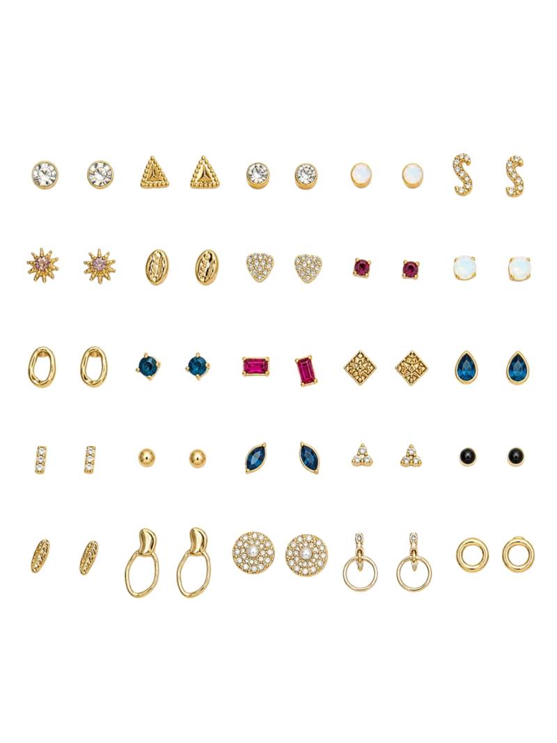 Fashion 25 pairs anti tarnish gold plated stud earrings combo for women