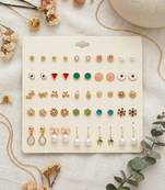 Fashion 25 pairs anti tarnish gold plated stud earrings combo for women