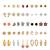 Fashion 25 pairs anti tarnish gold plated stud earrings combo for women