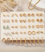 Fashion 25 pairs anti tarnish gold plated stud earrings combo for women