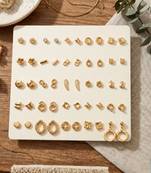 Fashion 25 pairs anti tarnish gold plated stud earrings combo for women