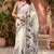 white  color digital printed chanderi ready to wear saree with blouse