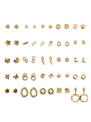 Fashion 25 pairs anti tarnish gold plated stud earrings combo for women 2