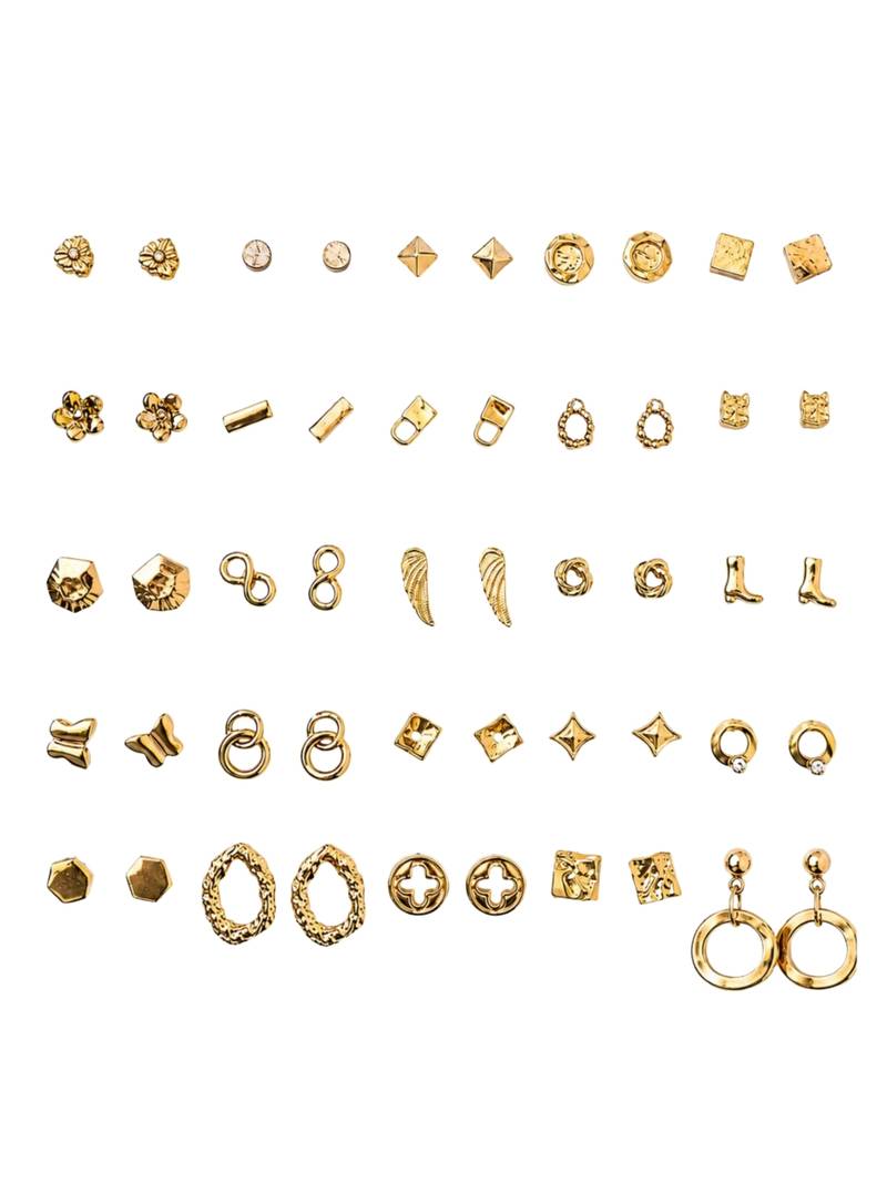 Fashion 25 pairs anti tarnish gold plated stud earrings combo for women