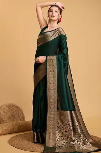 House of pataudi art silk zari kanjivaram saree with unstitched blouse piece