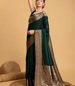 House of pataudi art silk zari kanjivaram saree with unstitched blouse piece