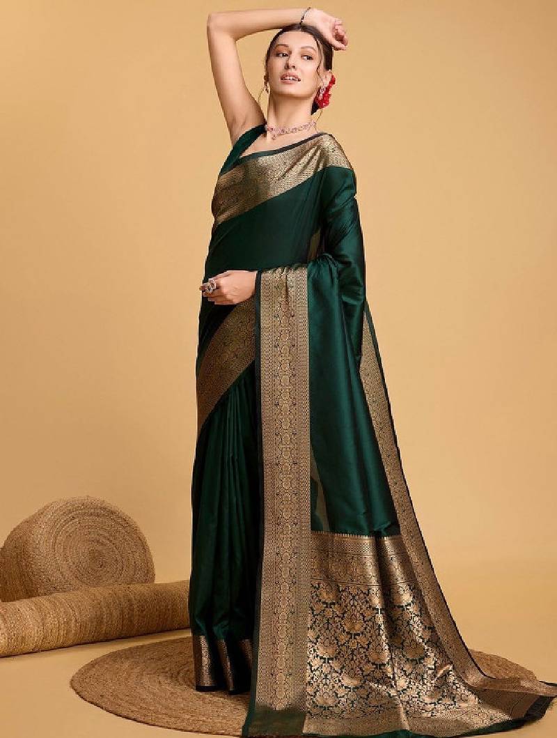 House of pataudi art silk zari kanjivaram saree with unstitched blouse piece