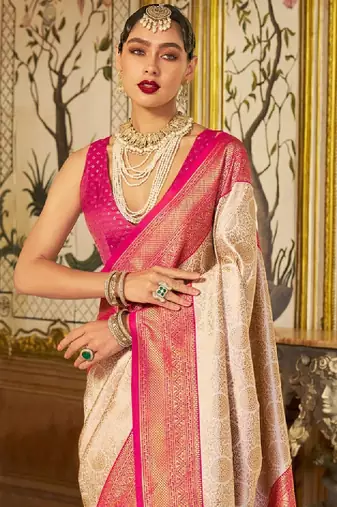 Floral zari kanjeevaram saree