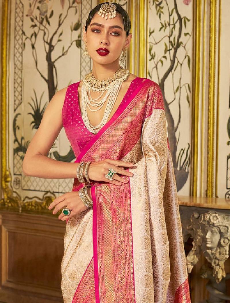 Floral zari kanjeevaram saree