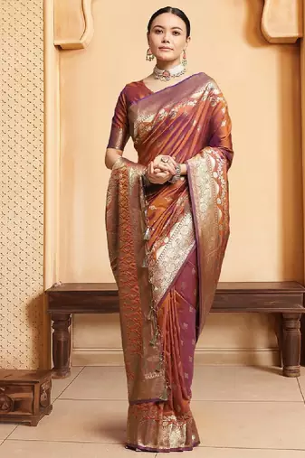 Ethnic motifs woven design kanjeevaram saree