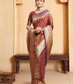 Ethnic motifs woven design kanjeevaram saree