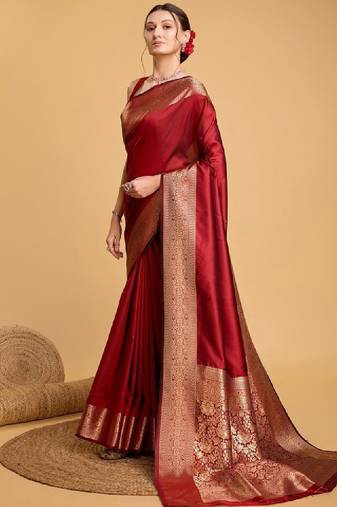 House of pataudi woven design art silk kanjeevaram saree with blouse piece