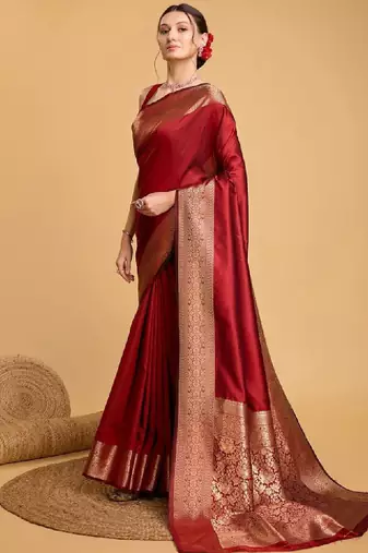House of pataudi woven design art silk kanjeevaram saree with blouse piece