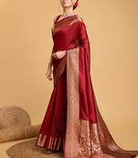 House of pataudi woven design art silk kanjeevaram saree with blouse piece