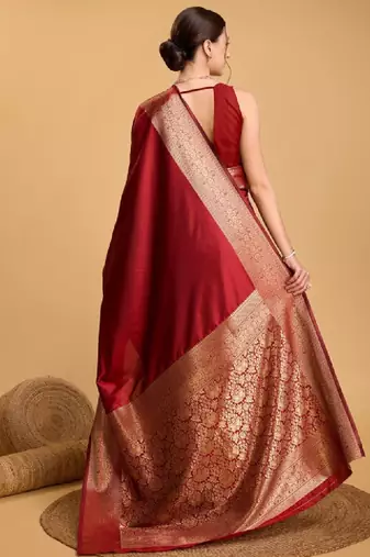 House of pataudi woven design art silk kanjeevaram saree with blouse piece
