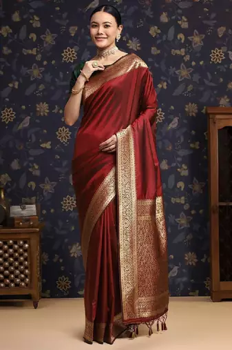 Woven design zari kanjeevaram saree with unstitched blouse