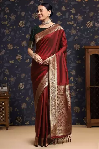 Woven design zari kanjeevaram saree with unstitched blouse
