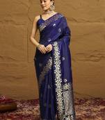 Ethnic motifs woven design kanjeevaram saree