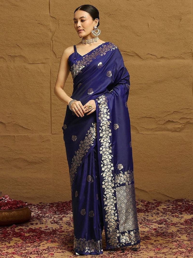 Ethnic motifs woven design kanjeevaram saree