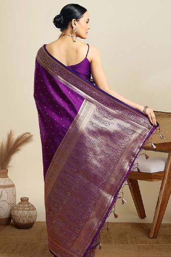Ethnic motifs woven design kanjeevaram saree
