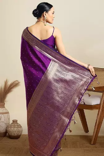 Ethnic motifs woven design kanjeevaram saree