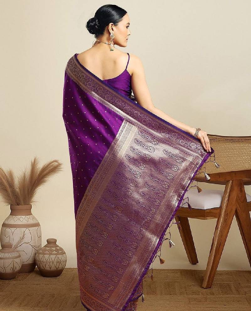 Ethnic motifs woven design kanjeevaram saree