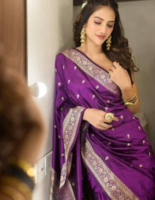 Woven design zari art silk heavy work kanjeevaram saree 1