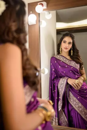 Woven design zari art silk heavy work kanjeevaram saree