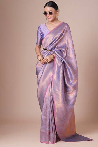 Woven designed festive wear saree with blouse