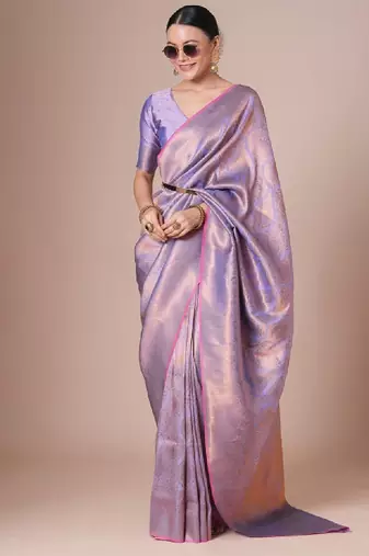 Woven designed festive wear saree with blouse