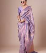 Woven designed festive wear saree with blouse