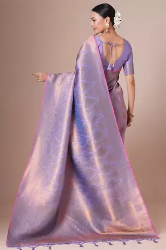 Woven designed festive wear saree with blouse