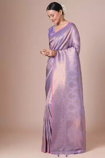 Woven designed festive wear saree with blouse