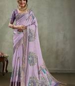 Ethnic motifs printed sequinned tissue kanjeevaram saree