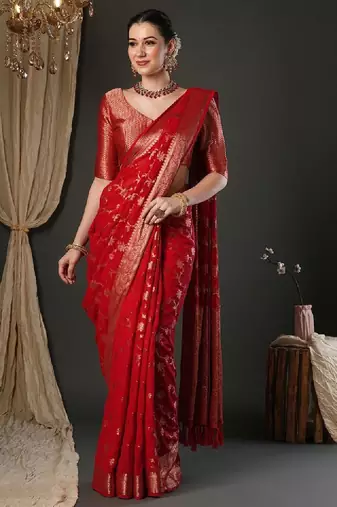Woven design zari pure georgette banarasi saree
