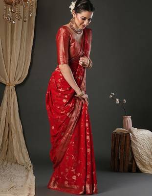 Woven design zari pure georgette banarasi saree 2