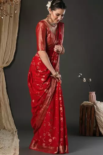 Woven design zari pure georgette banarasi saree