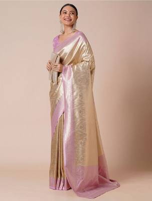 Woven design kanjeevaram saree with blouse piece 1