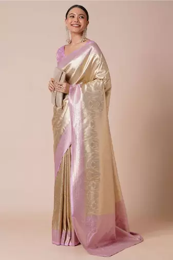 Woven design kanjeevaram saree with blouse piece