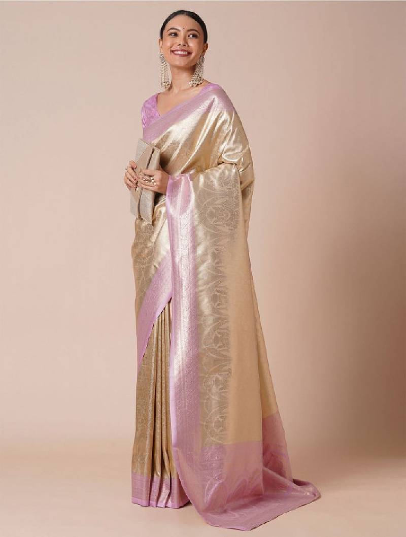 Woven design kanjeevaram saree with blouse piece