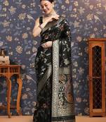 Ethnic motifs woven design zari kanjivaram saree