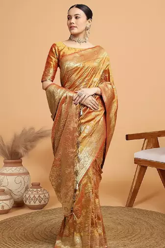 Ethnic motifs woven design kanjeevaram saree