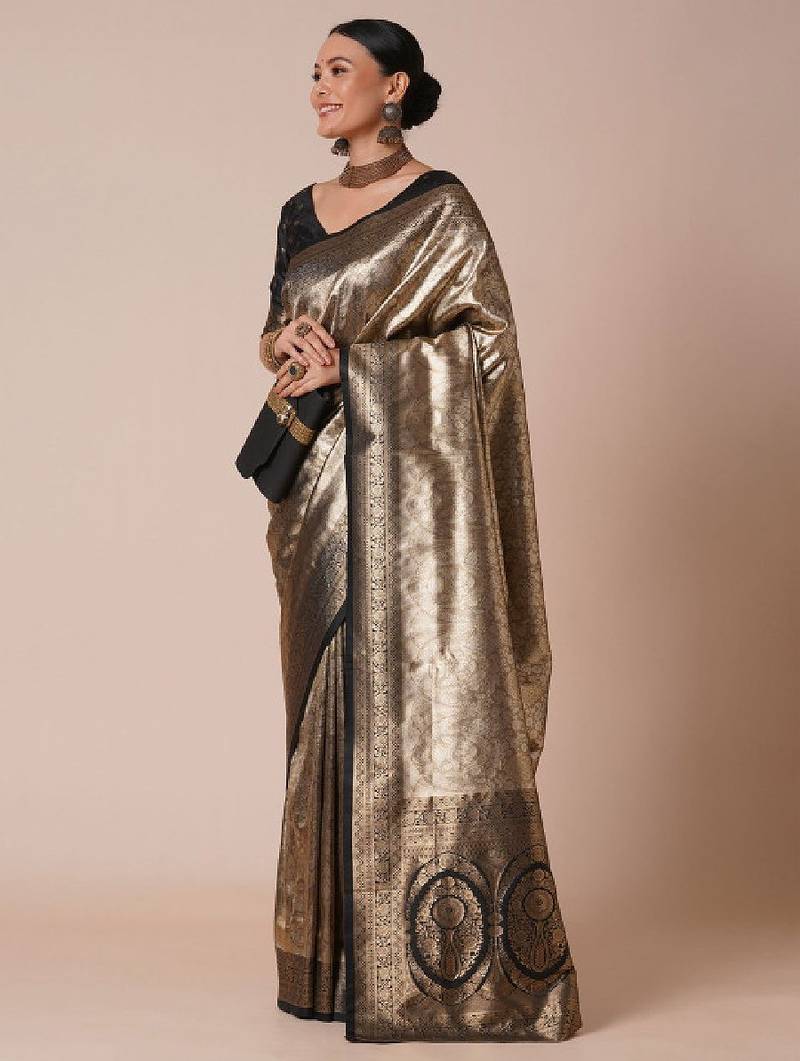Woven design banarasi saree with blouse piece