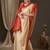 Off white & red woven design zari pure georgette kanjeevaram saree