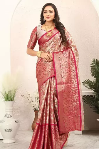 Woven design zari tissue kanjeevaram saree