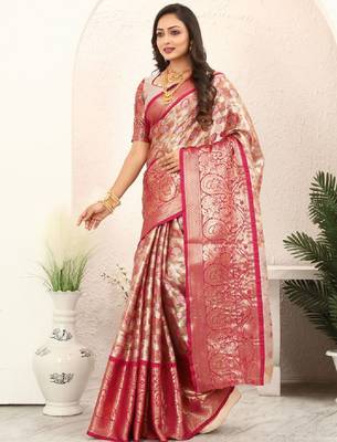 Woven design zari tissue kanjeevaram saree 2