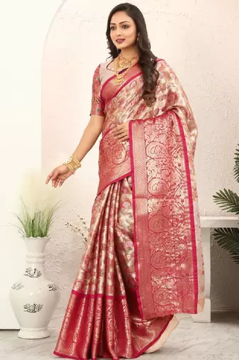 Woven design zari tissue kanjeevaram saree