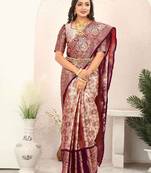 Floral woven design zari tissue kanjeevaram saree