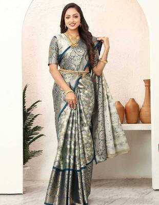 Floral zari tissue kanjeevaram saree 1
