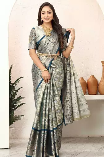Floral zari tissue kanjeevaram saree